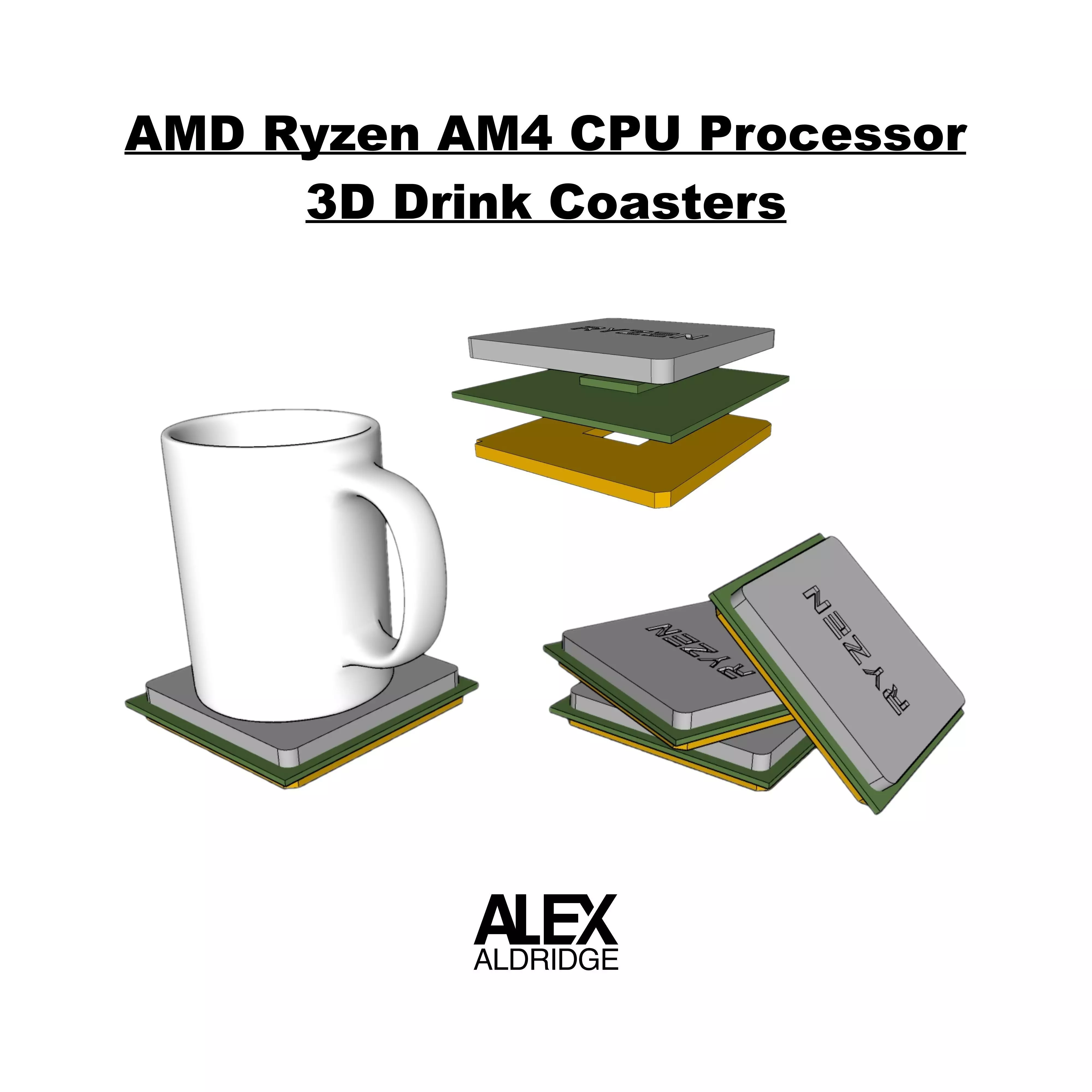 3D AMD Ryzen AM4 CPU Processor Free 3D print model