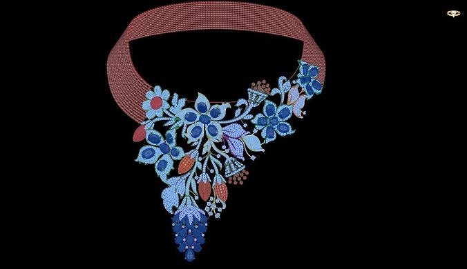 necklace with flowers 3D print model