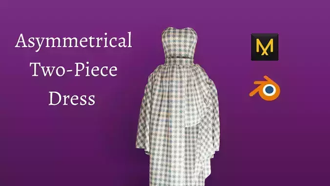 Asymmetrical Two-Piece Dress  Free 3D model