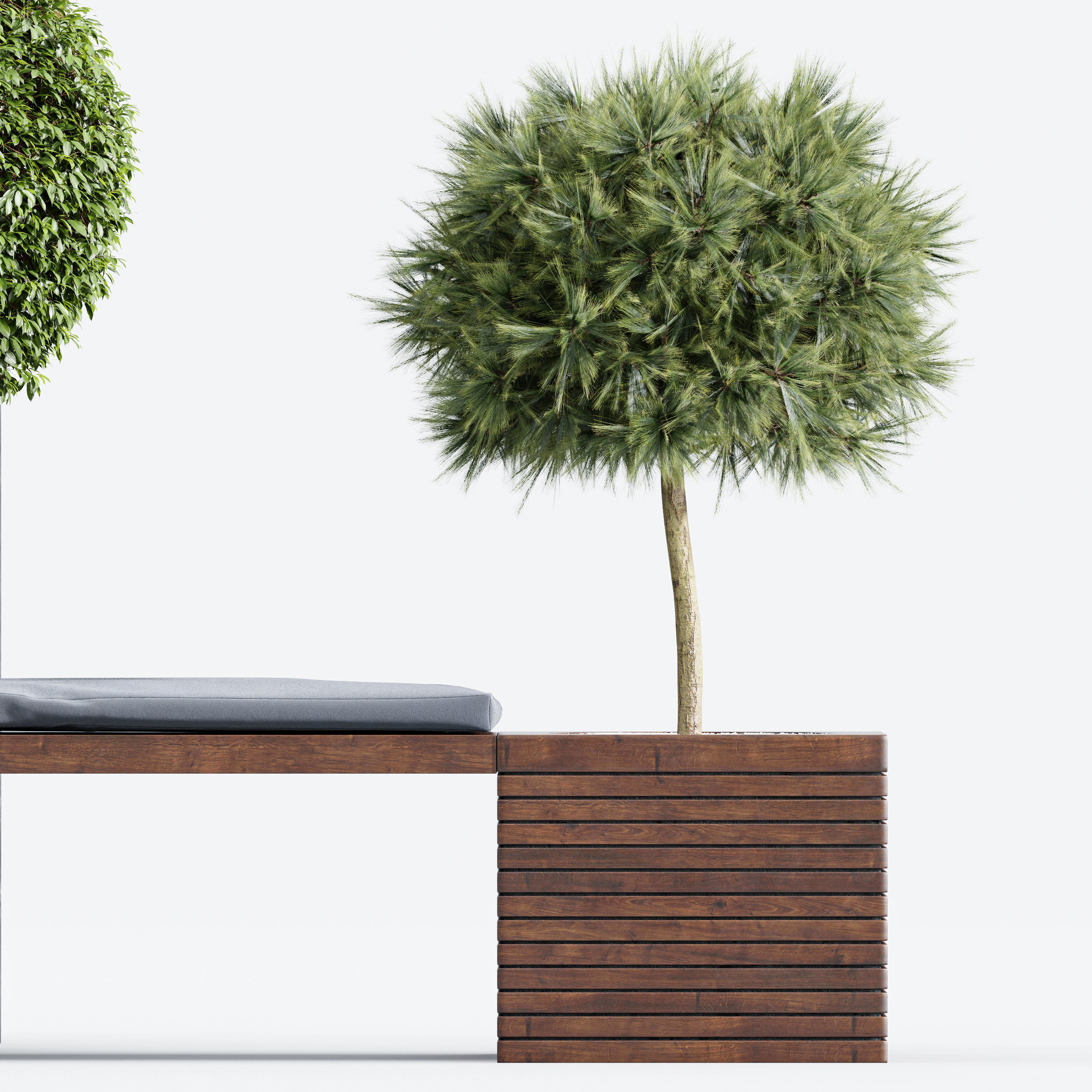 Outdoor Plants Pot Facilities Bench 3D model_3