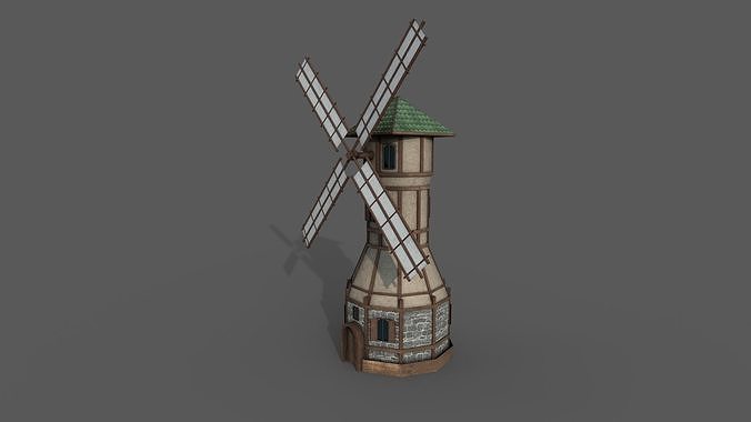 Medieval Fantasy Windmill 3 Low-poly 3D model