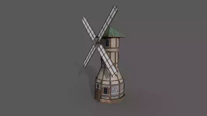 Medieval Fantasy Windmill 3 Low-poly 3D model