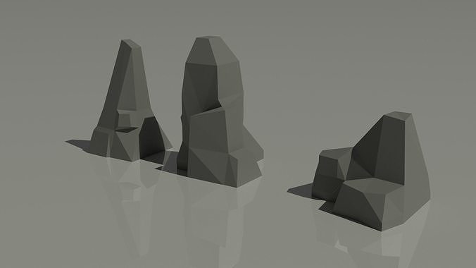 Low-Poly Rocks three Free low-poly 3D model