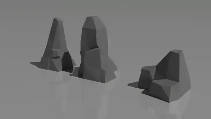Low-Poly Rocks three Free low-poly 3D model