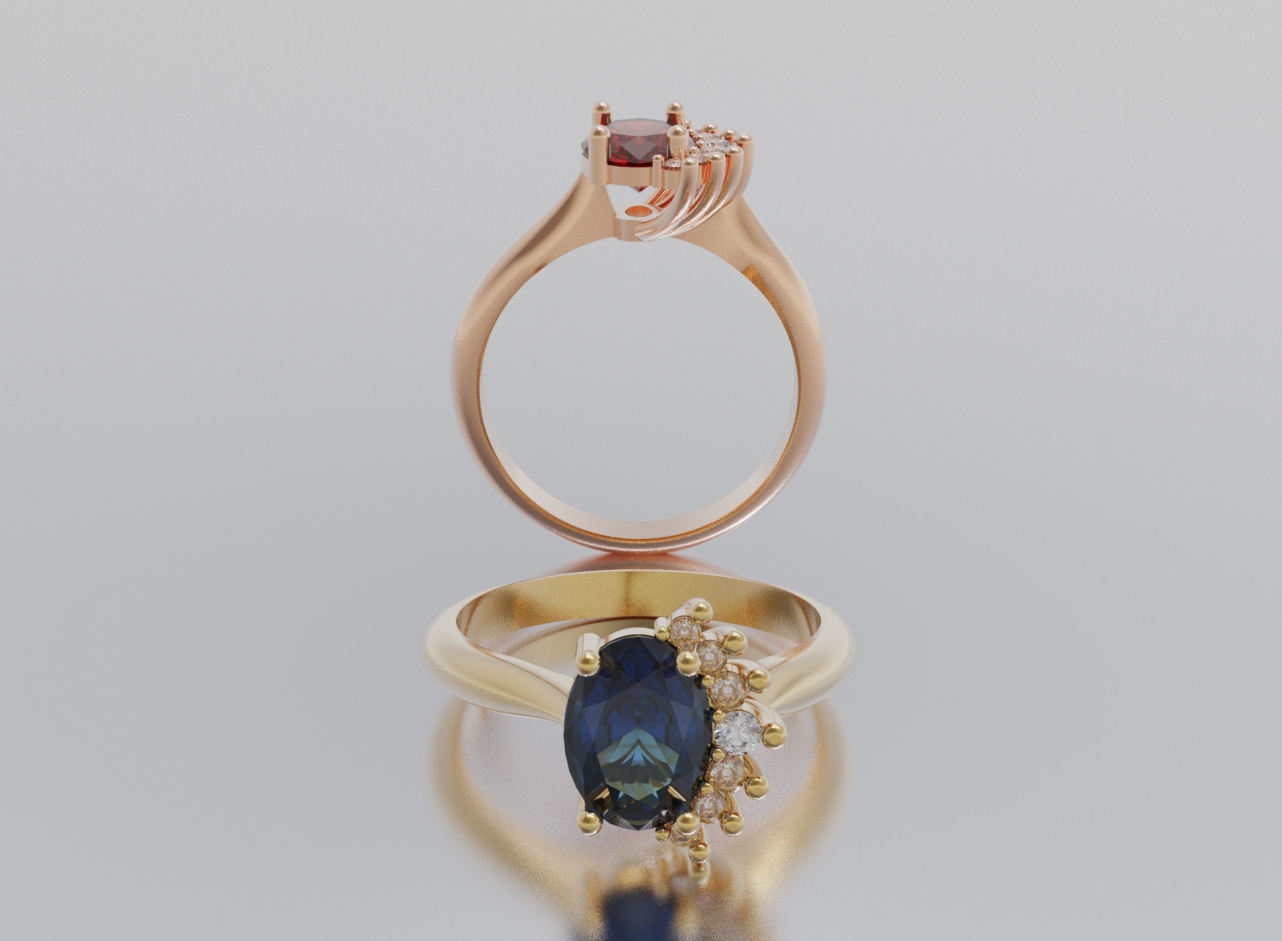 woman ring 3D print model_1