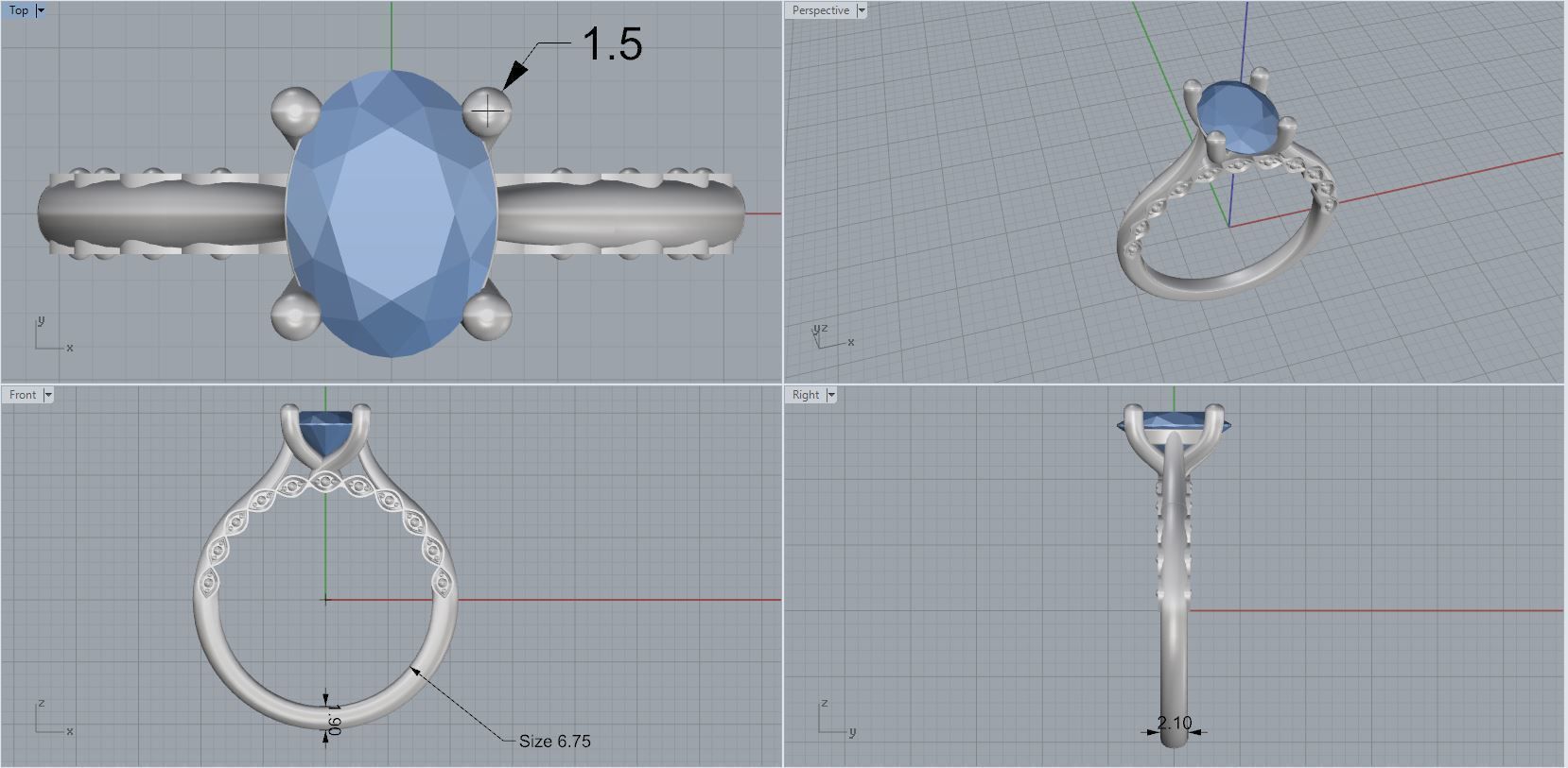 woman ring 3D print model_2