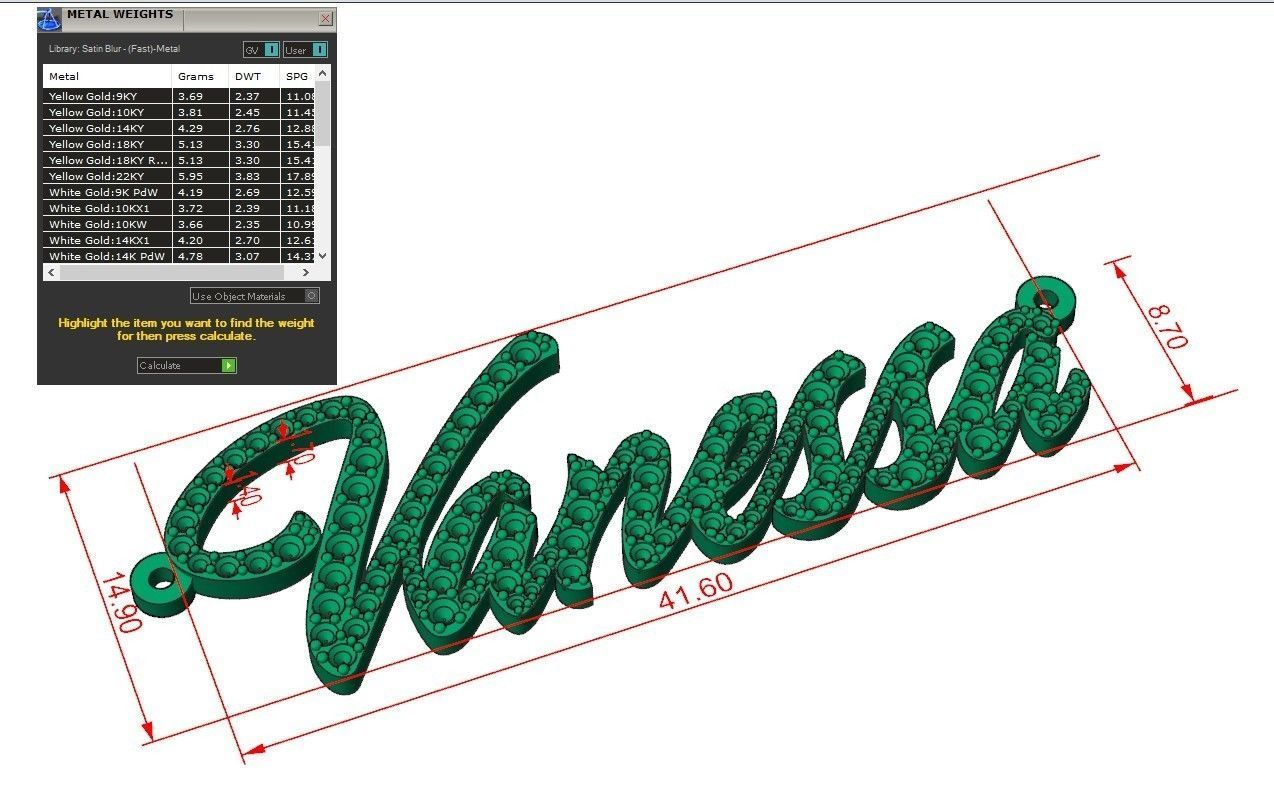 Name necklace Vanessa 3D print model_3