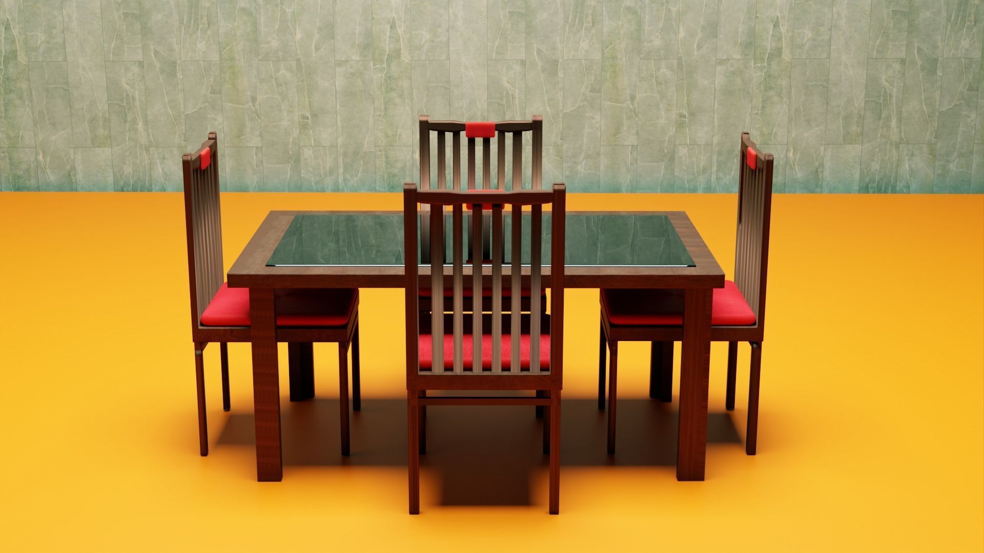 Dinning Table Set 3D Model Free 3D model_7