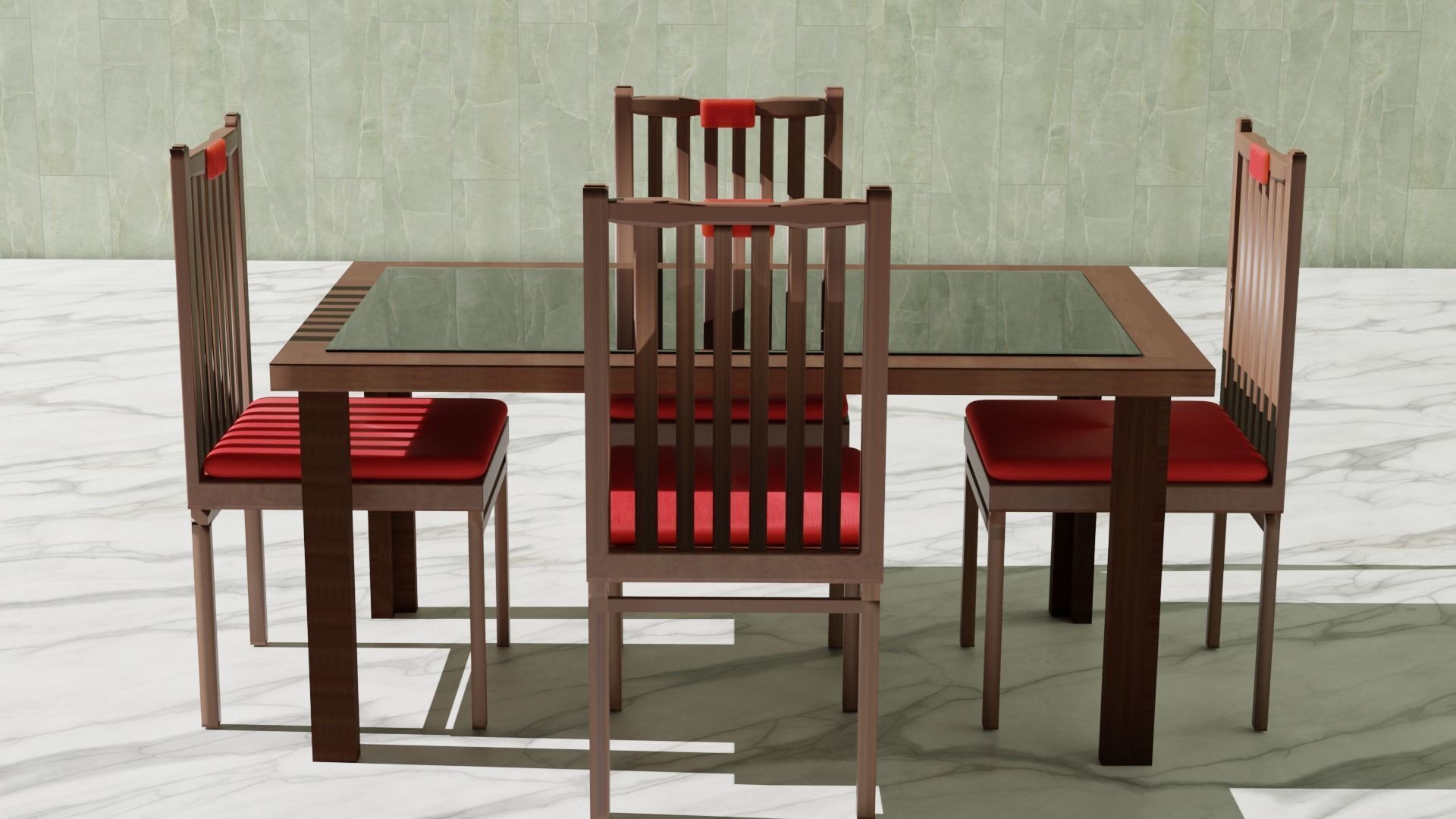 Dinning Table Set 3D Model Free 3D model_2