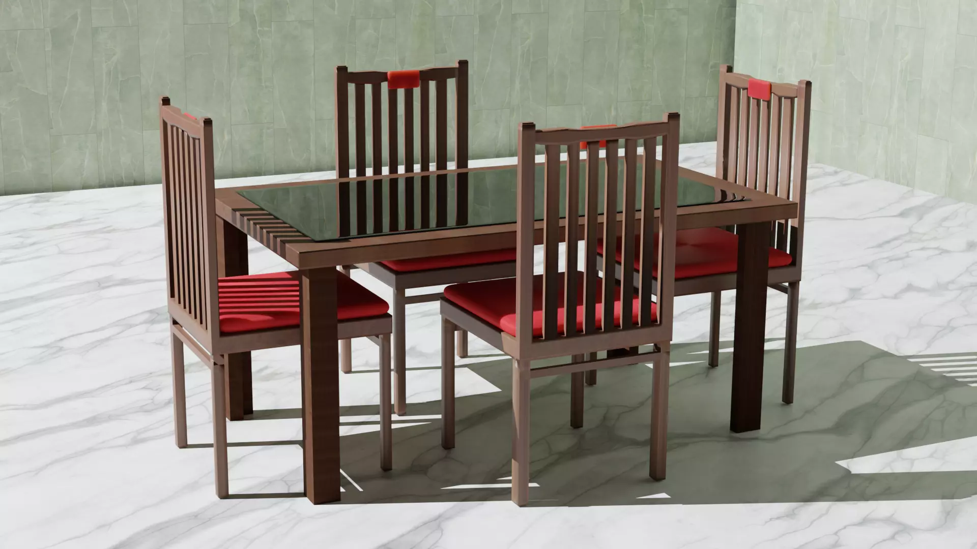 Dinning Table Set 3D Model Free 3D model_0