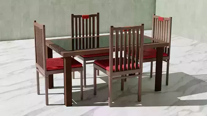 Dinning Table Set 3D Model