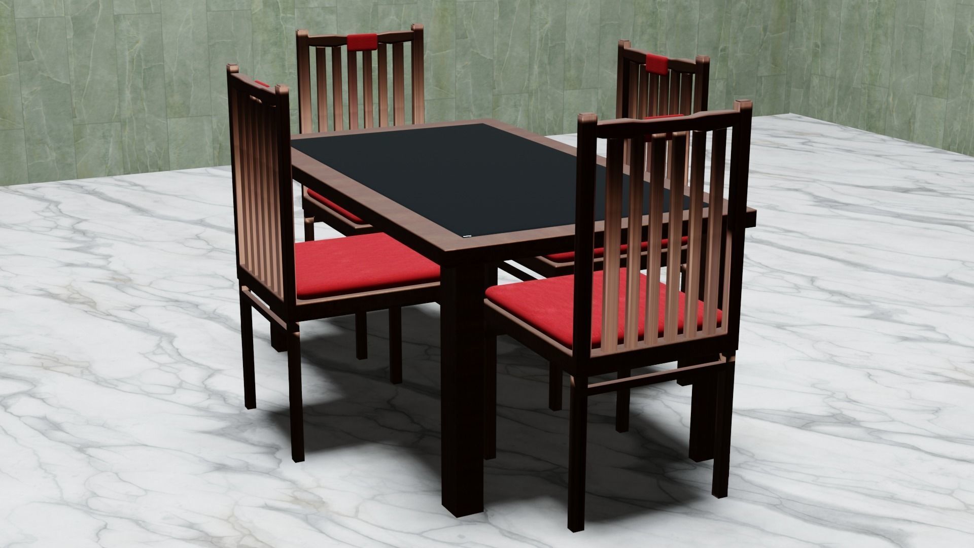 Dinning Table Set 3D Model Free 3D model_6