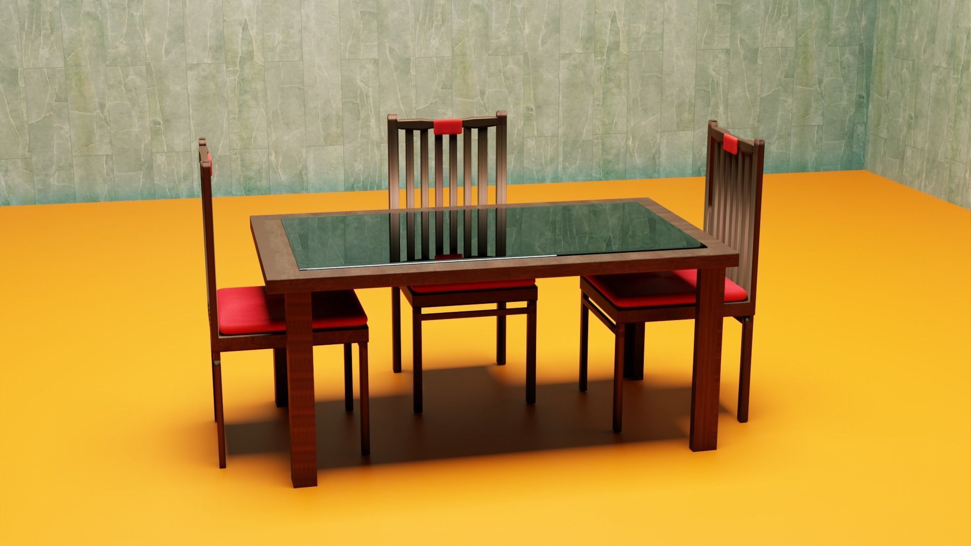 Dinning Table Set 3D Model Free 3D model_4