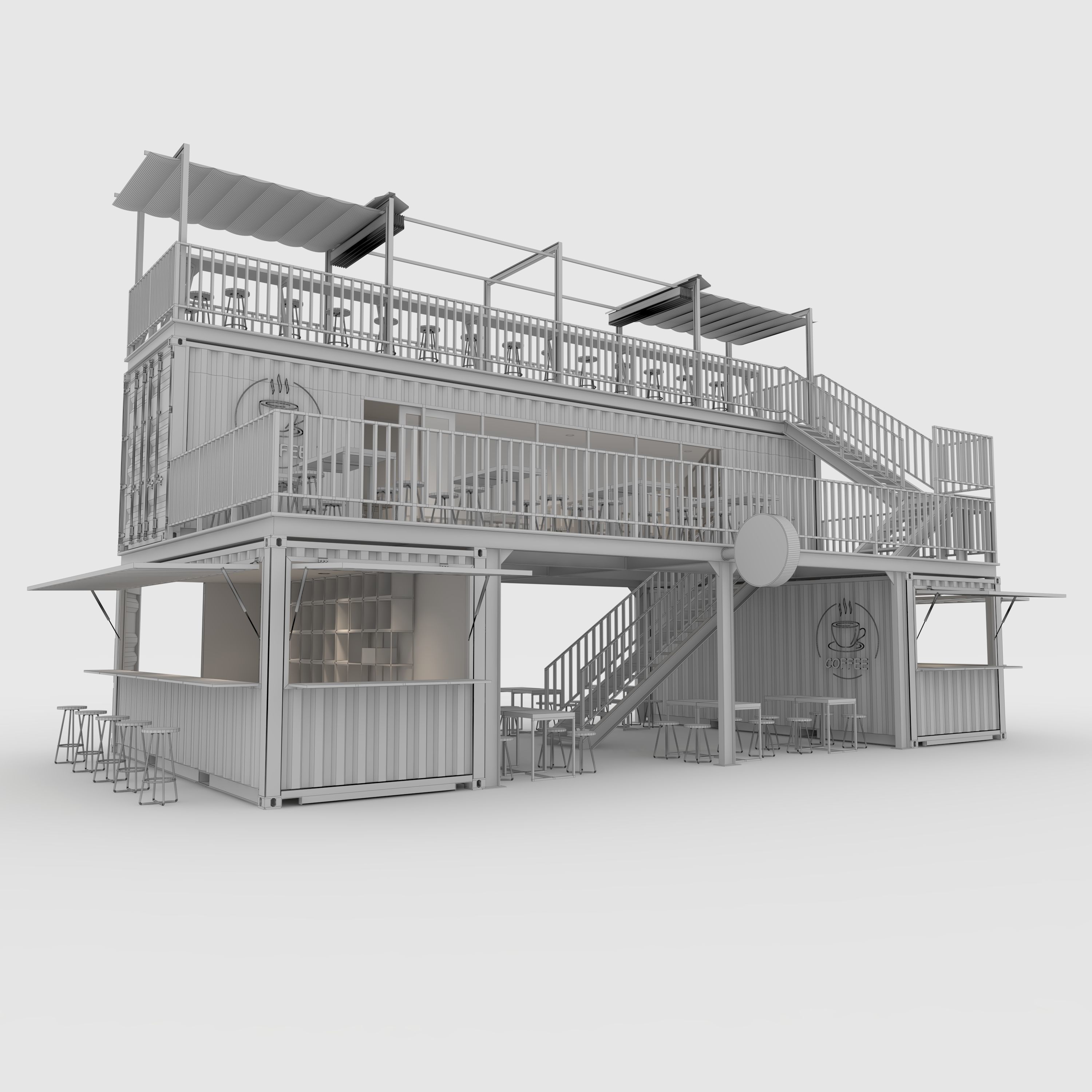 Container Cafe 2 3D model_1