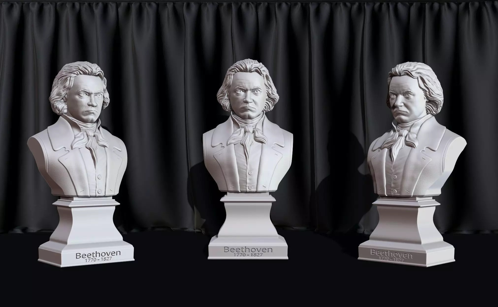 Ludwig van Beethoven Bust file STL-OBJ for 3D printing 3D print model