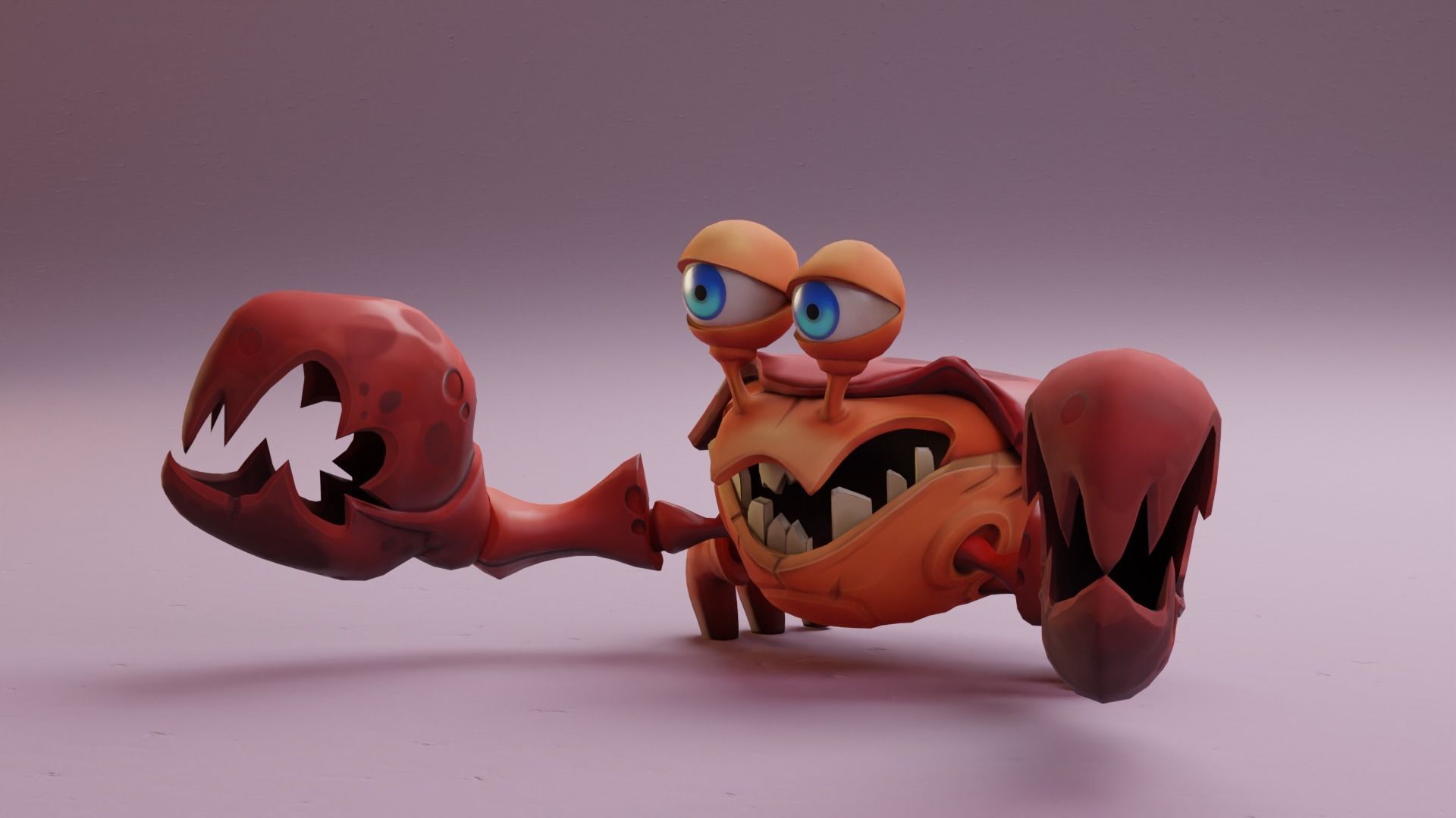 Stylized Crab rigged 3D model_10