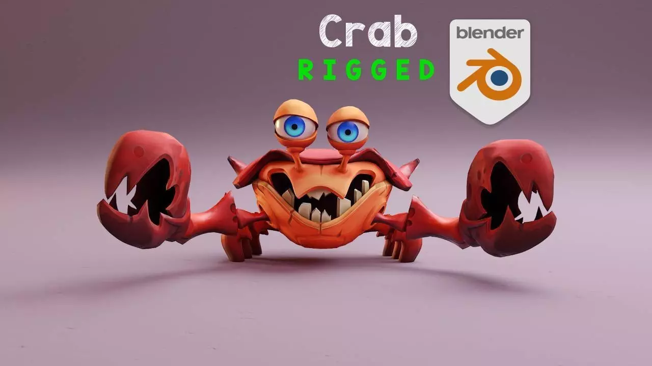Stylized Crab rigged 3D model_0