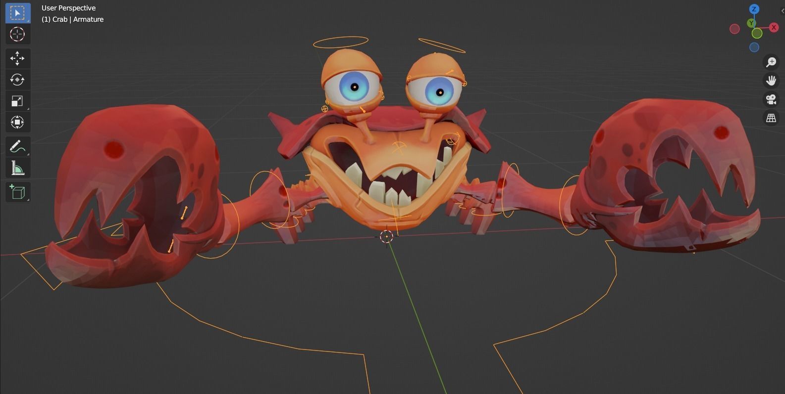 Stylized Crab rigged 3D model_1