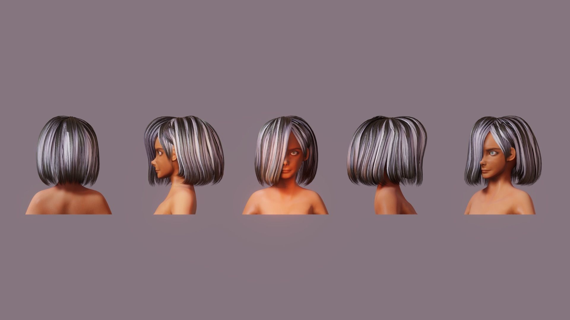 Hair Pack 10 Models Low-poly 3D model_51