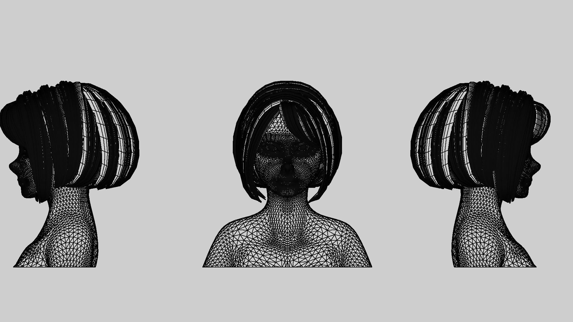 Hair Pack 10 Models Low-poly 3D model_25