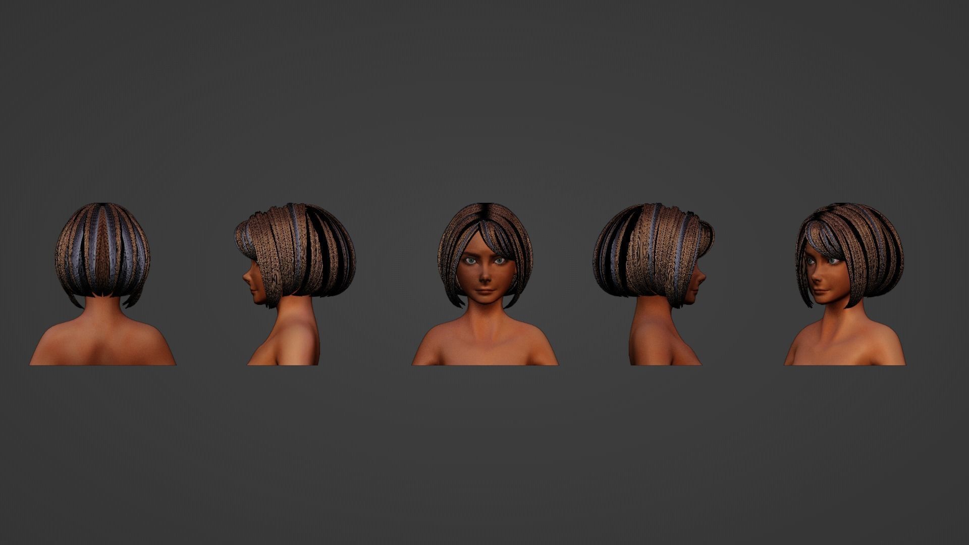 Hair Pack 10 Models Low-poly 3D model_22