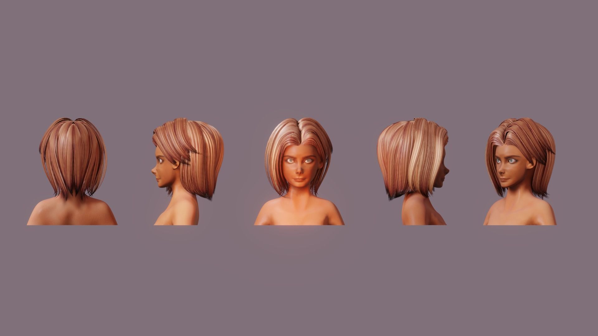 Hair Pack 10 Models Low-poly 3D model_45