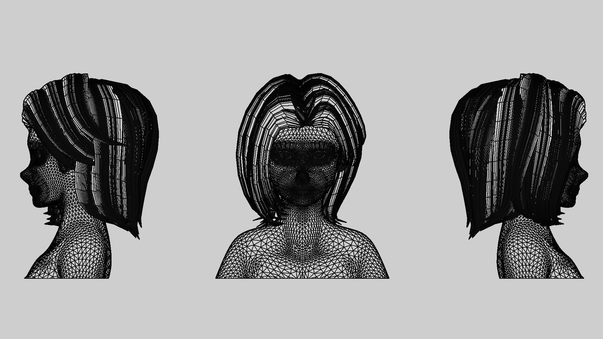 Hair Pack 10 Models Low-poly 3D model_49