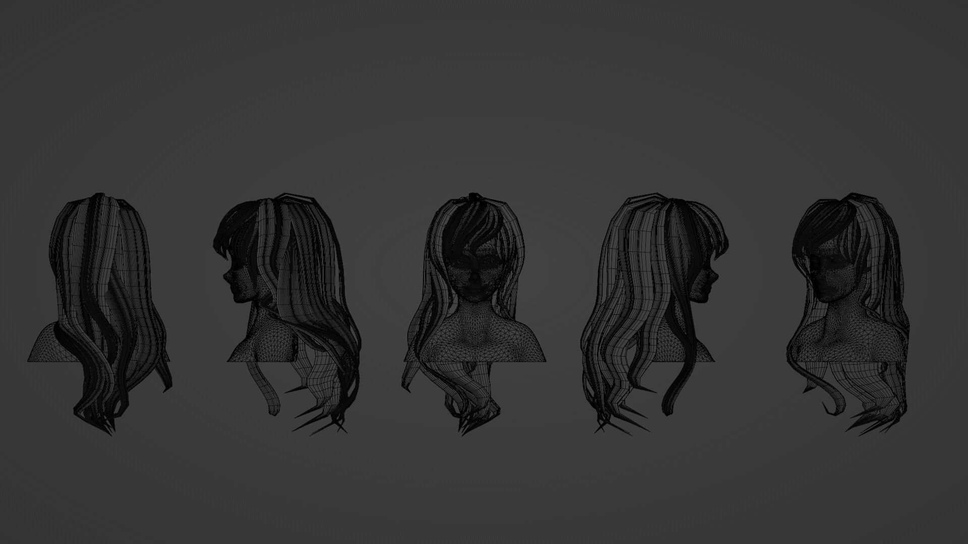 Hair Pack 10 Models Low-poly 3D model_18
