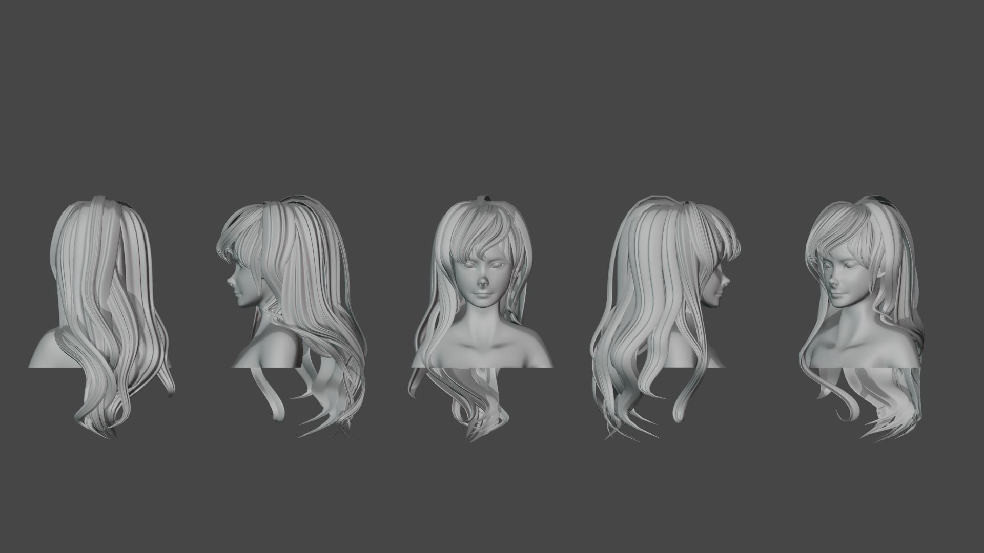 Hair Pack 10 Models Low-poly 3D model_17