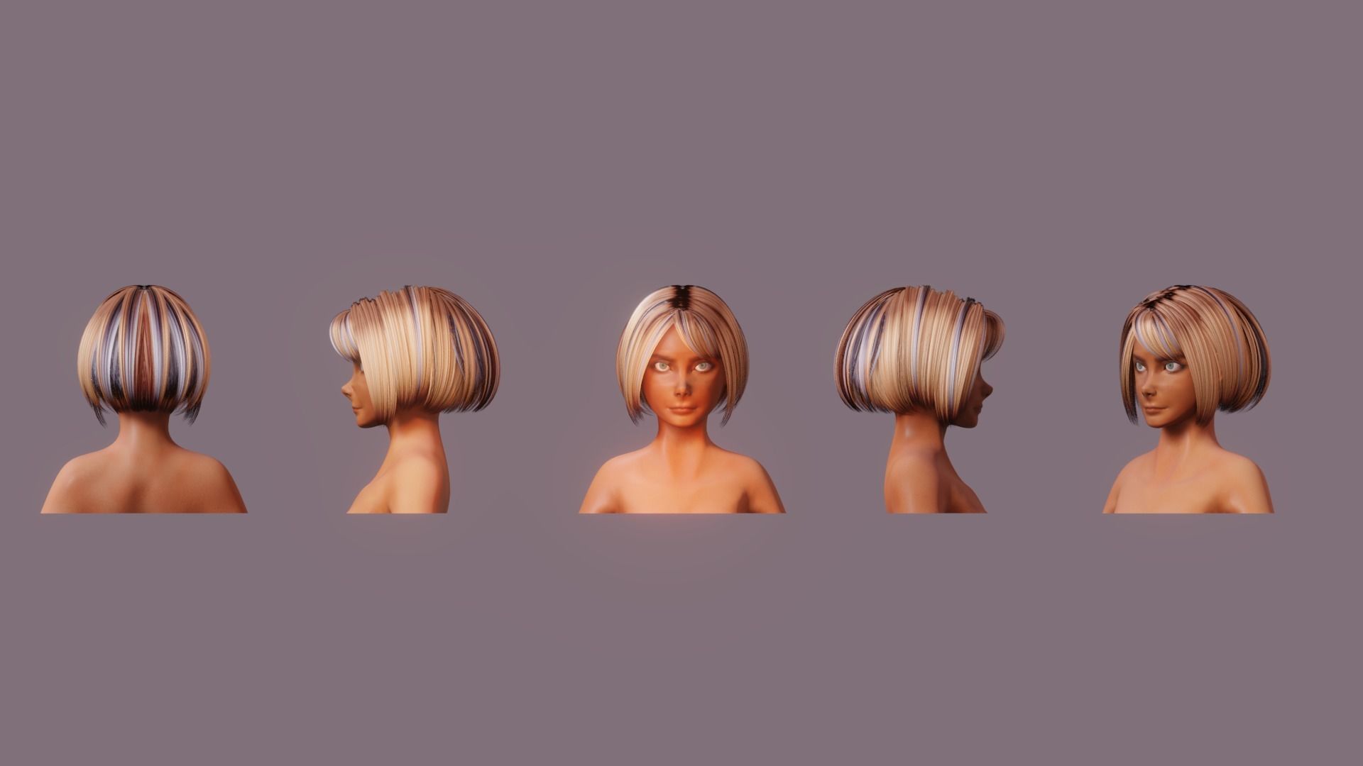 Hair Pack 10 Models Low-poly 3D model_21