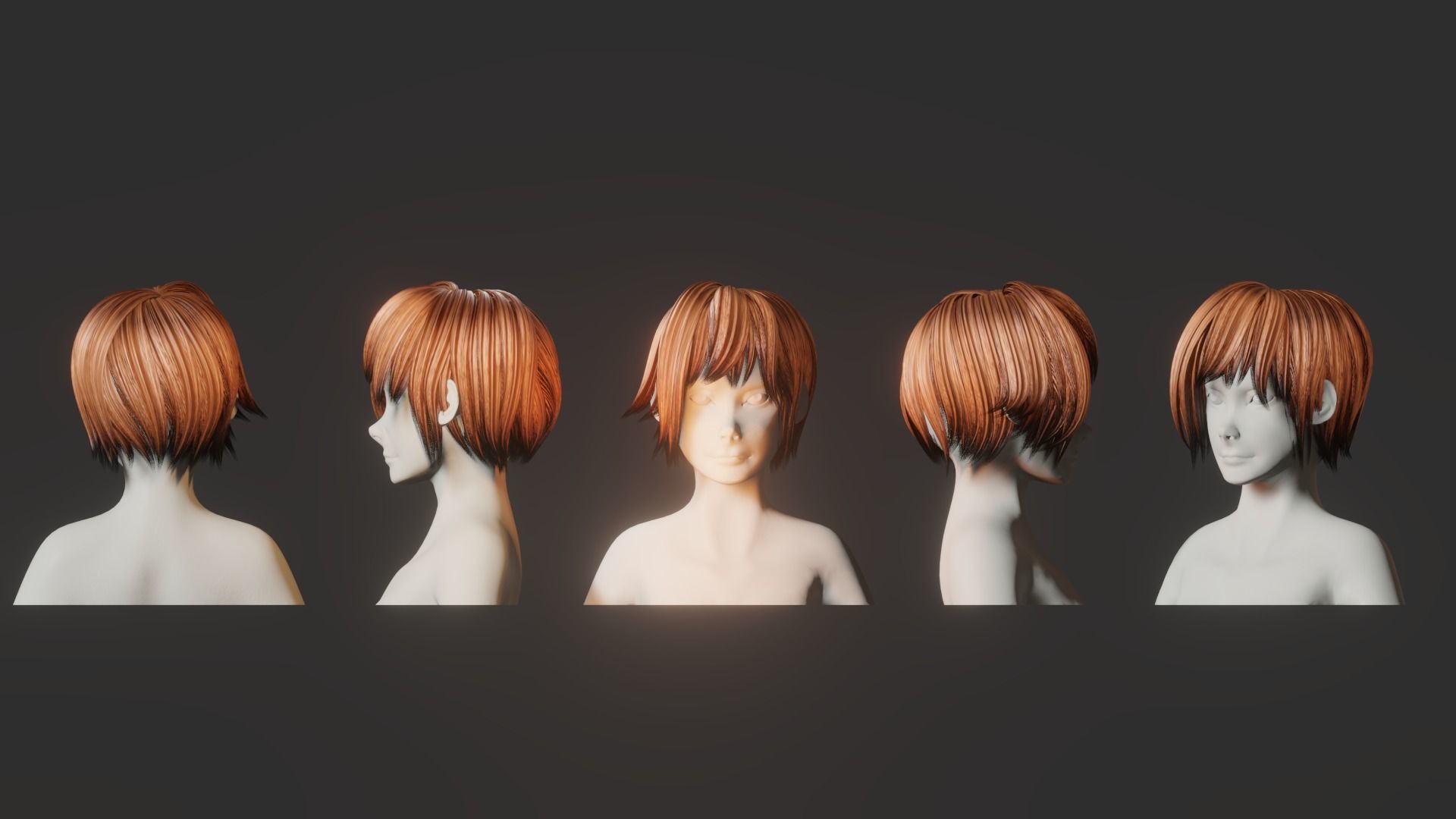 Hair Pack 10 Models Low-poly 3D model_3