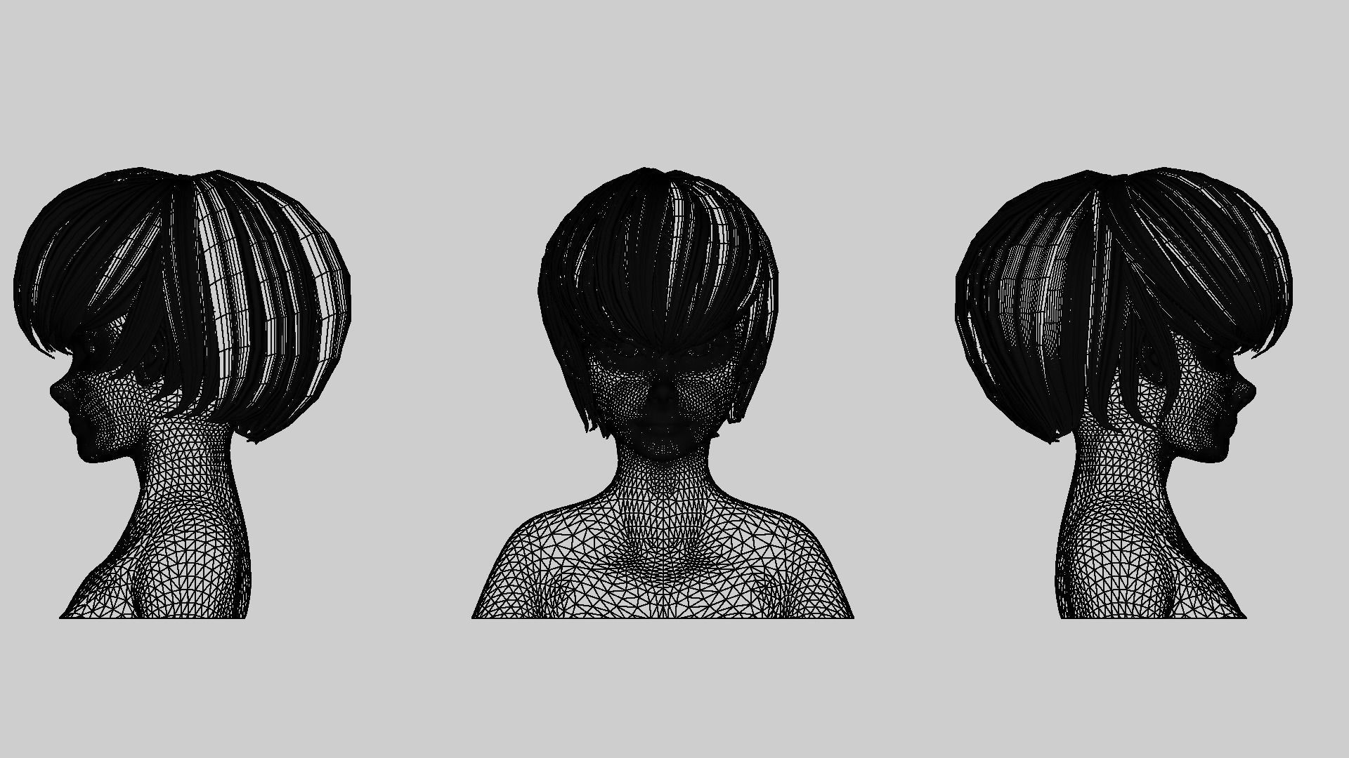 Hair Pack 10 Models Low-poly 3D model_37