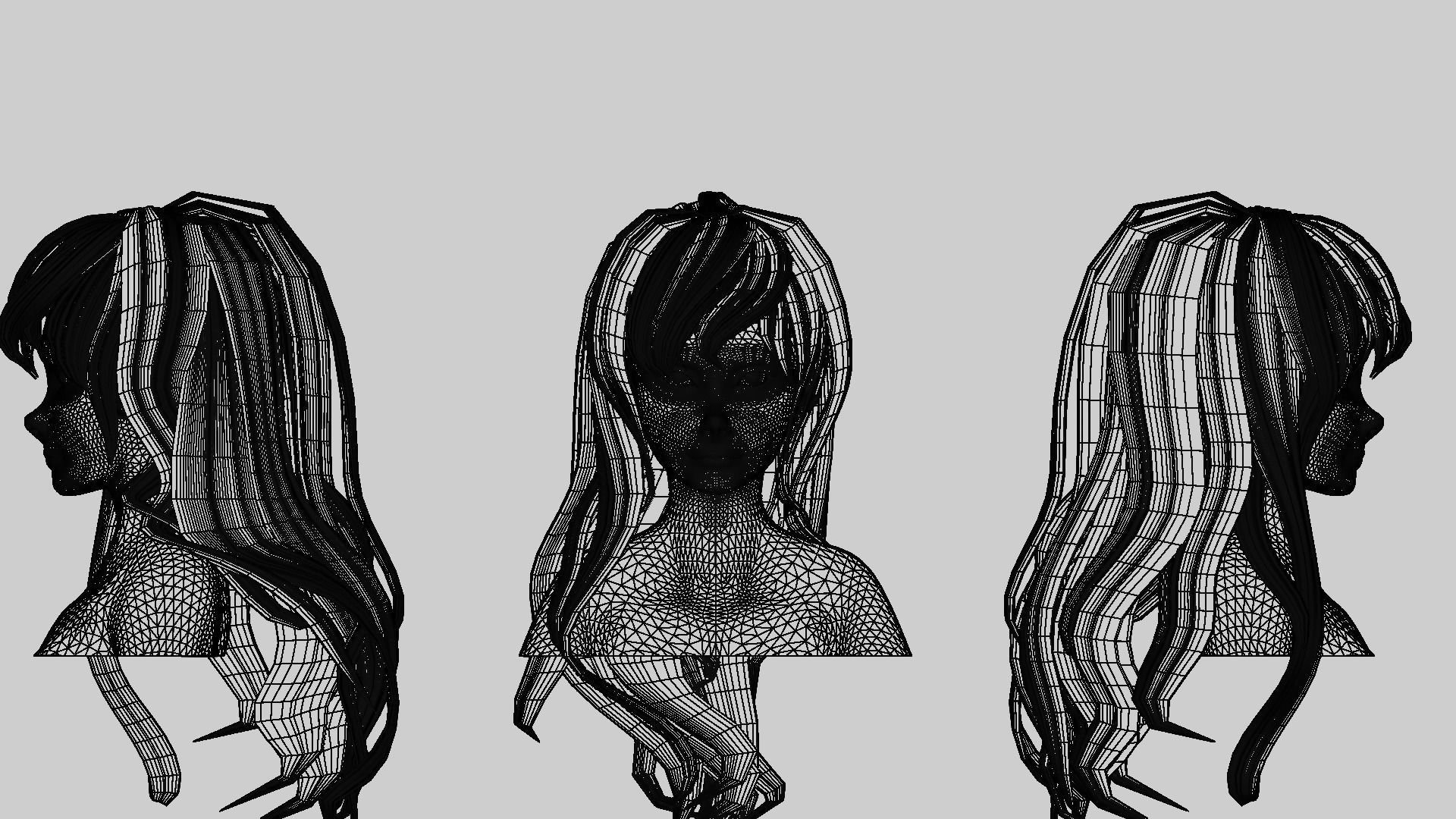 Hair Pack 10 Models Low-poly 3D model_19