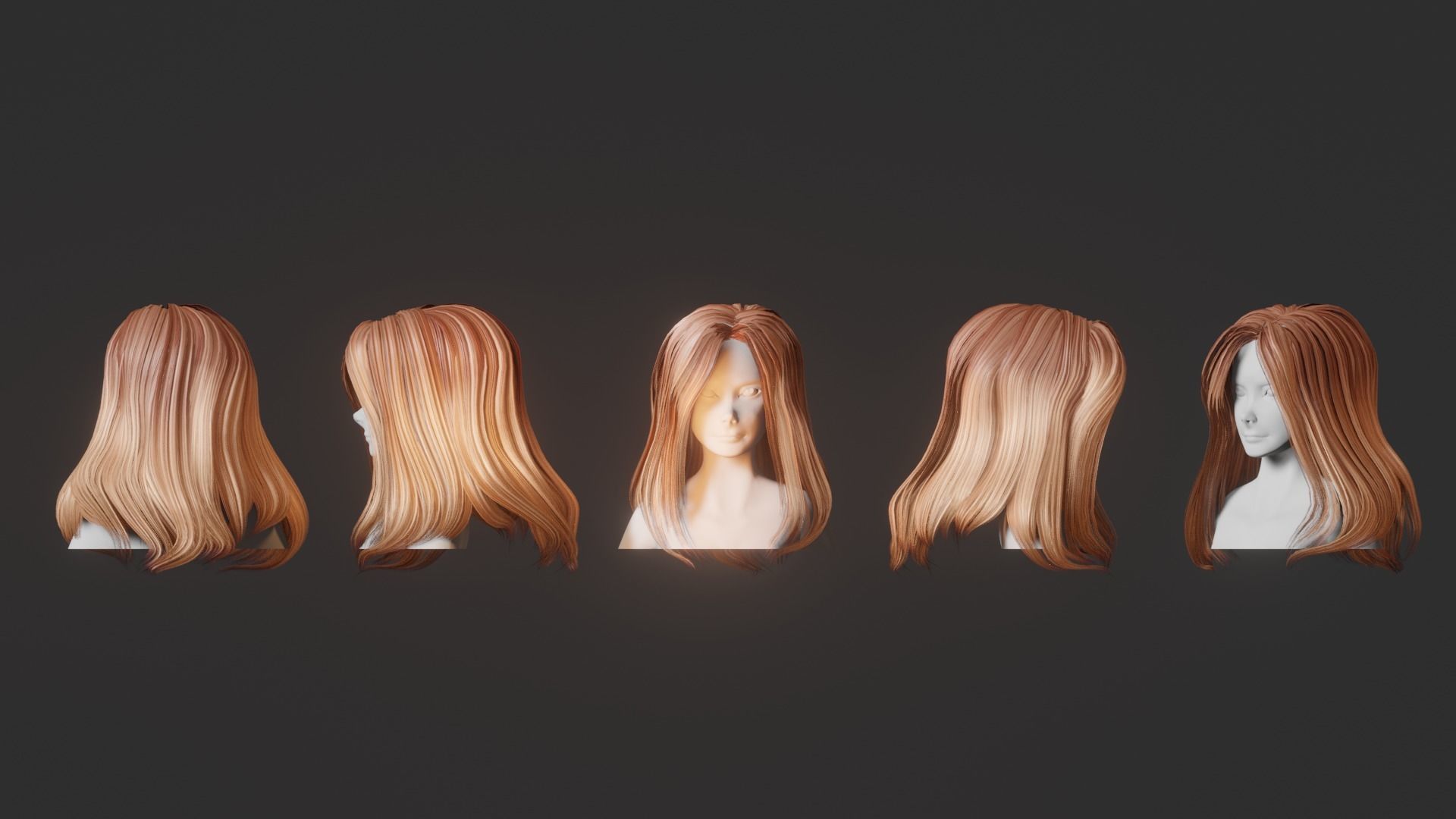 Hair Pack 10 Models Low-poly 3D model_26