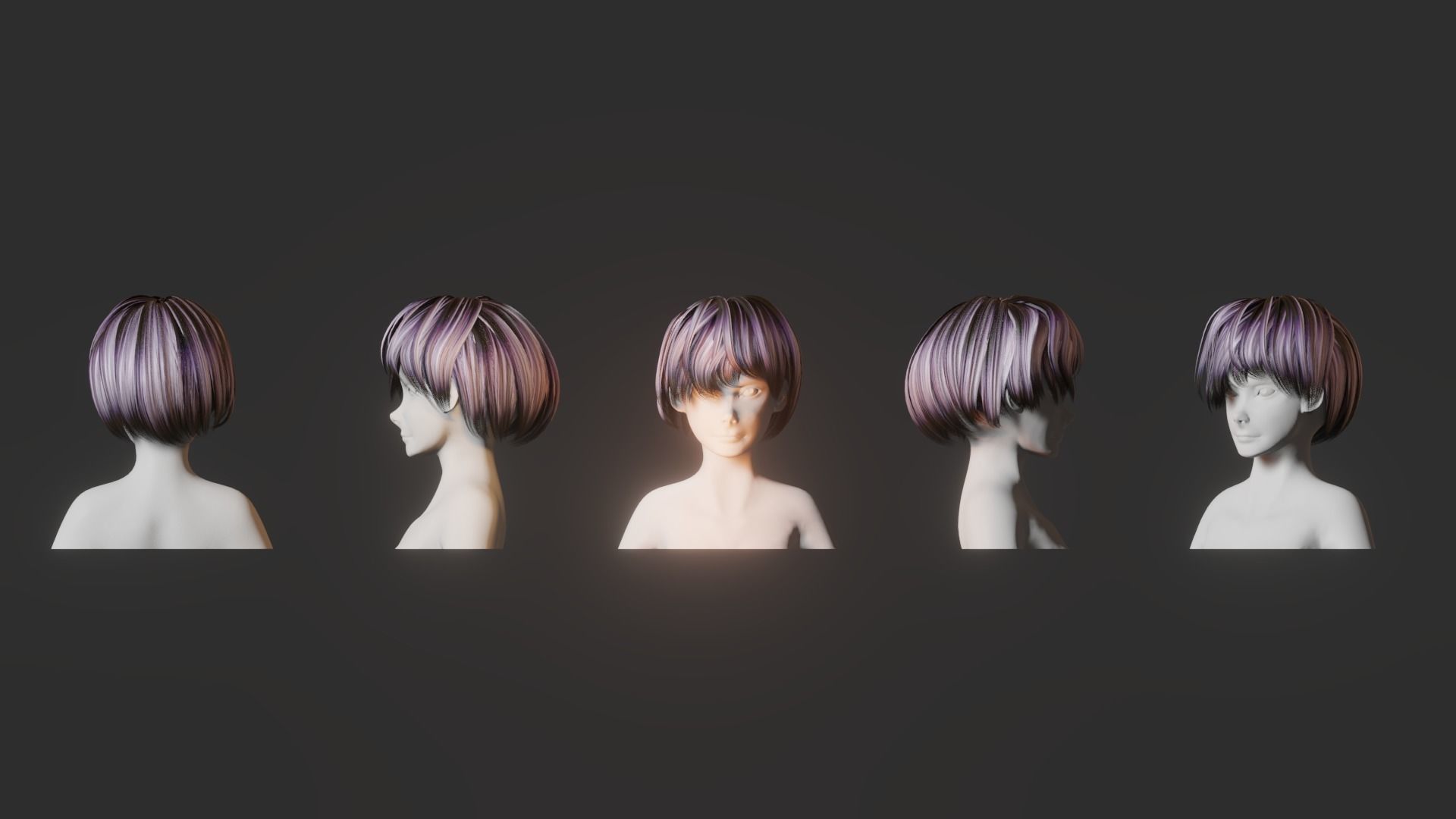 Hair Pack 10 Models Low-poly 3D model_38