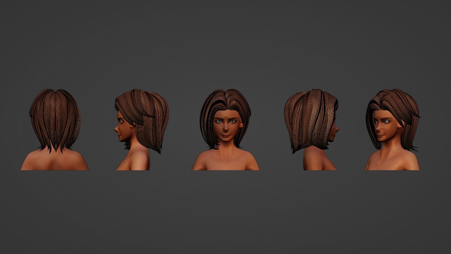 Hair Pack 10 Models Low-poly 3D model_46