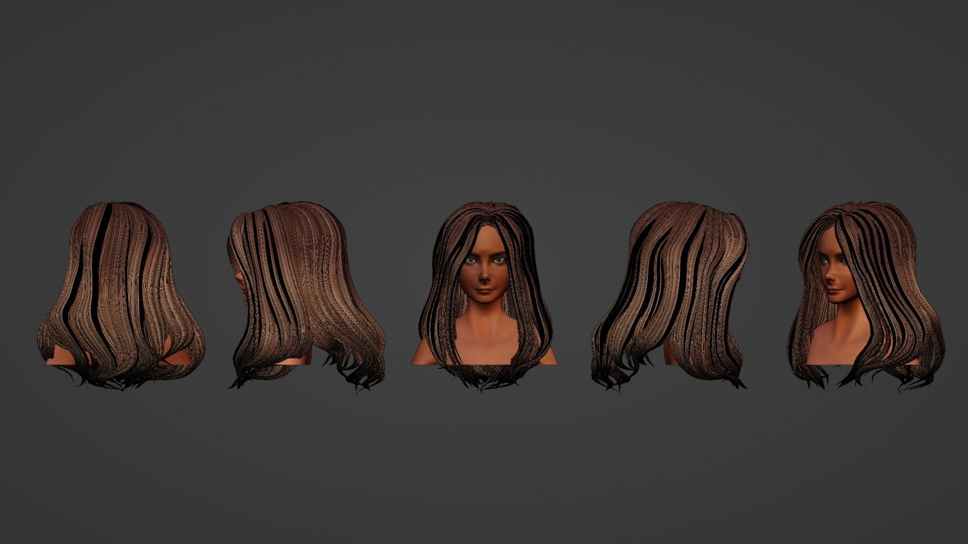 Hair Pack 10 Models Low-poly 3D model_28