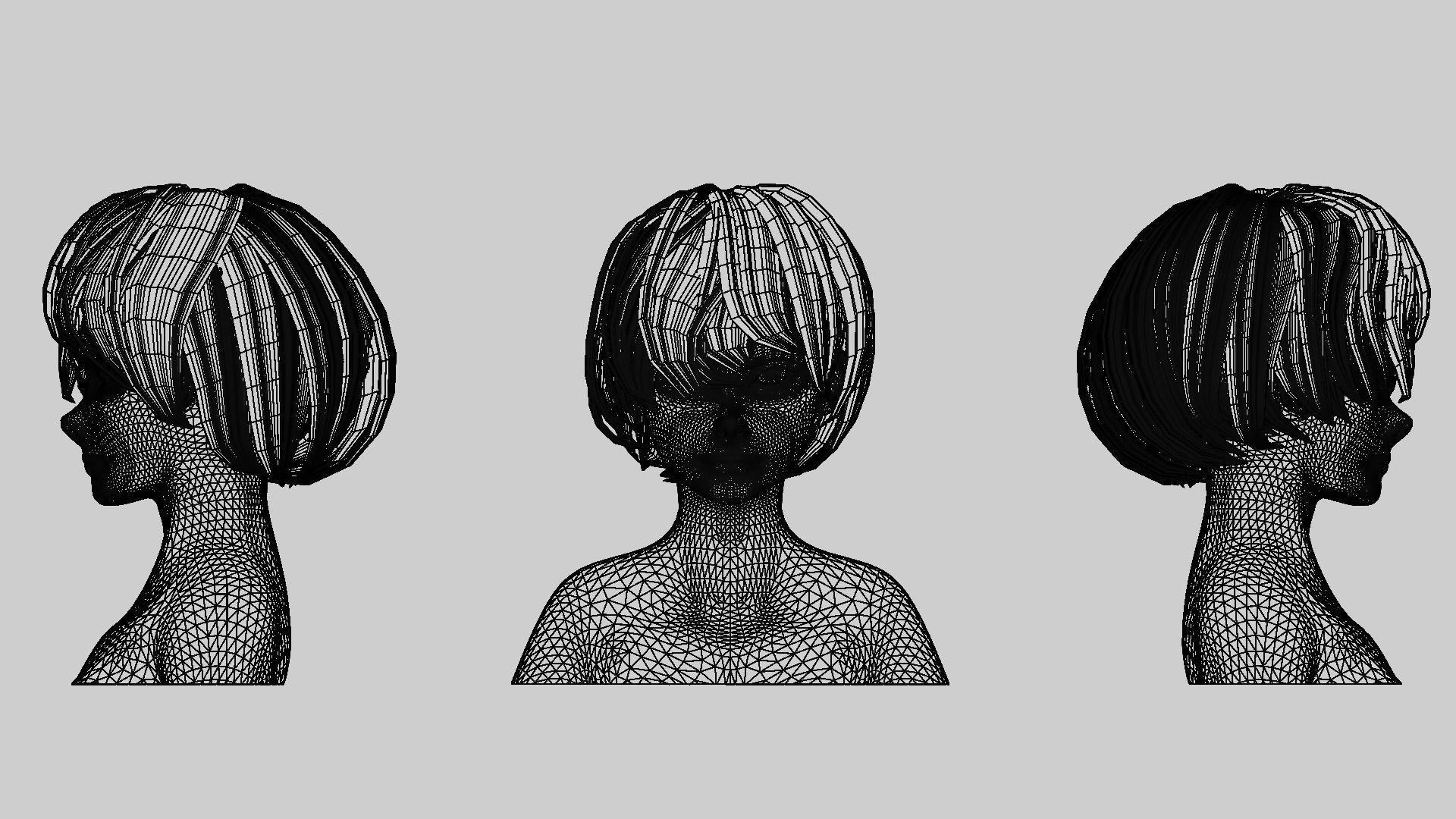 Hair Pack 10 Models Low-poly 3D model_43