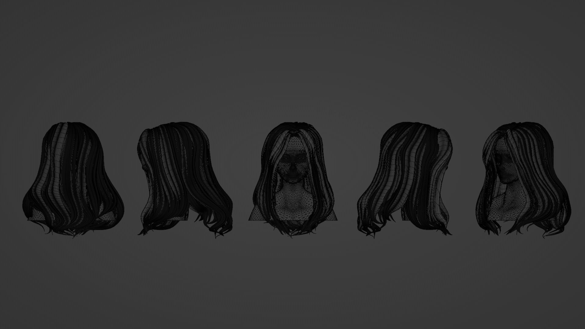 Hair Pack 10 Models Low-poly 3D model_30