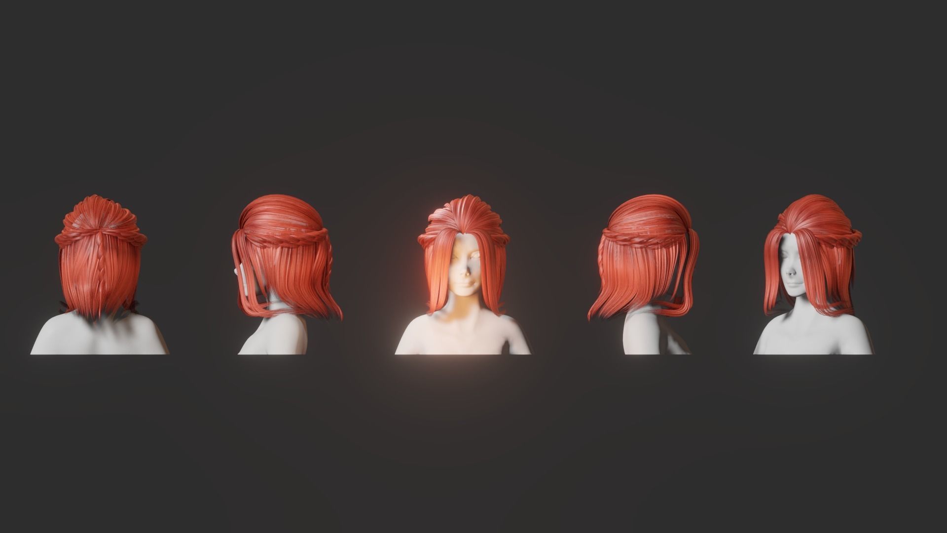 Hair Pack 10 Models Low-poly 3D model_8