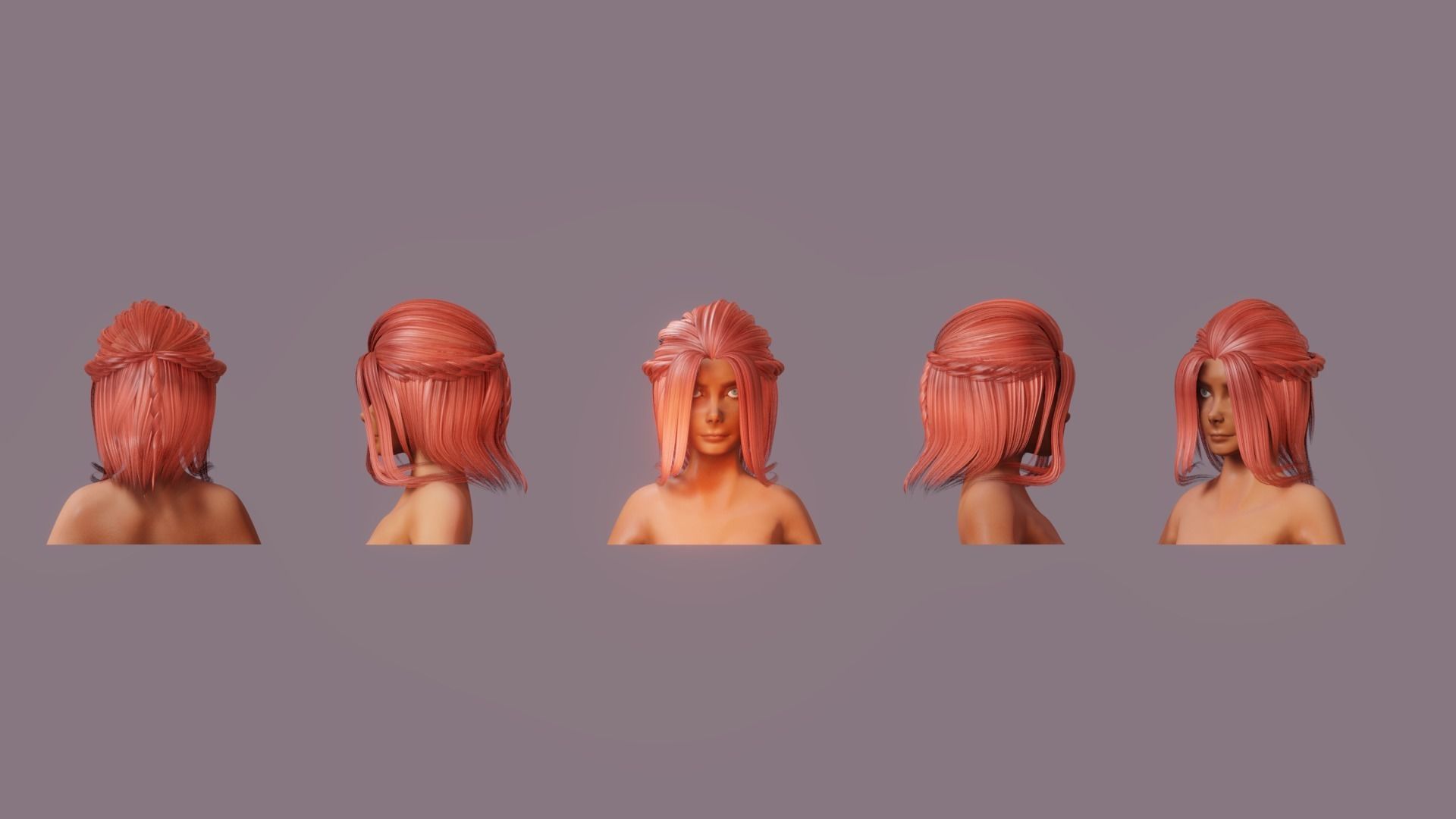 Hair Pack 10 Models Low-poly 3D model_9
