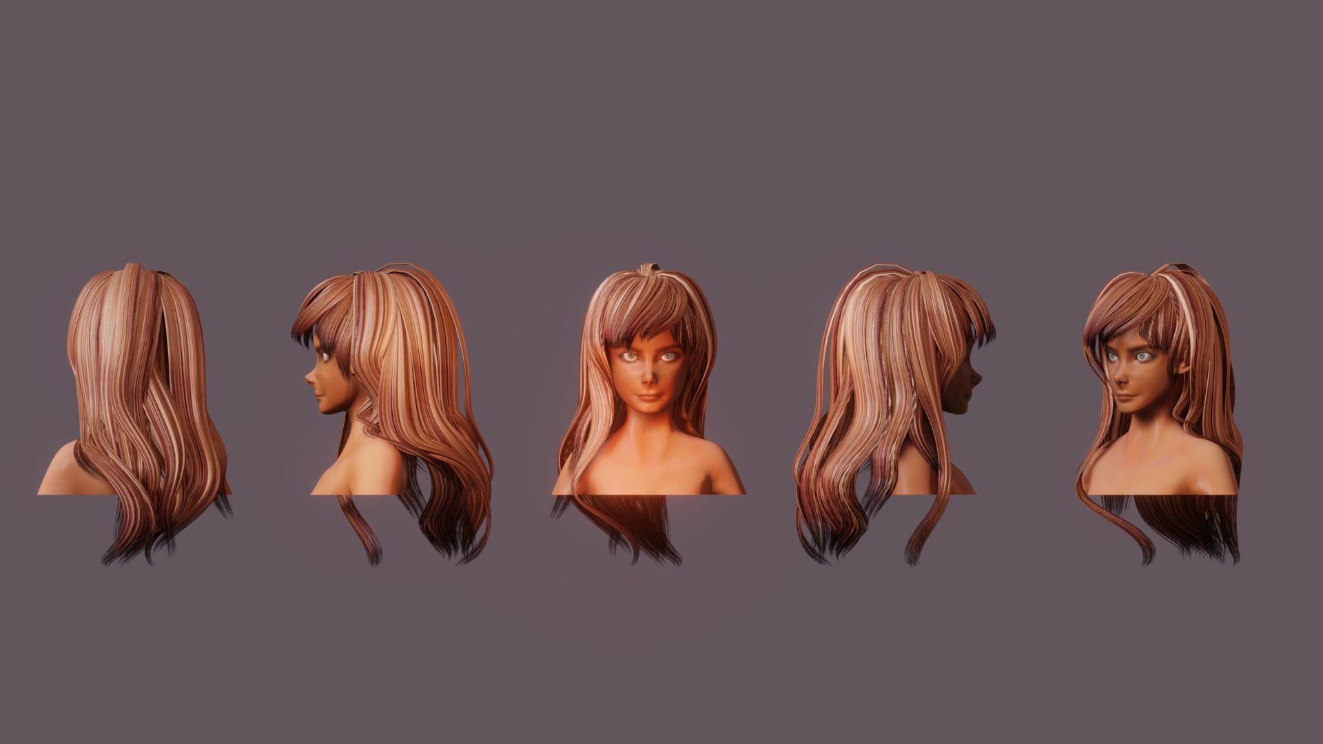 Hair Pack 10 Models Low-poly 3D model_15