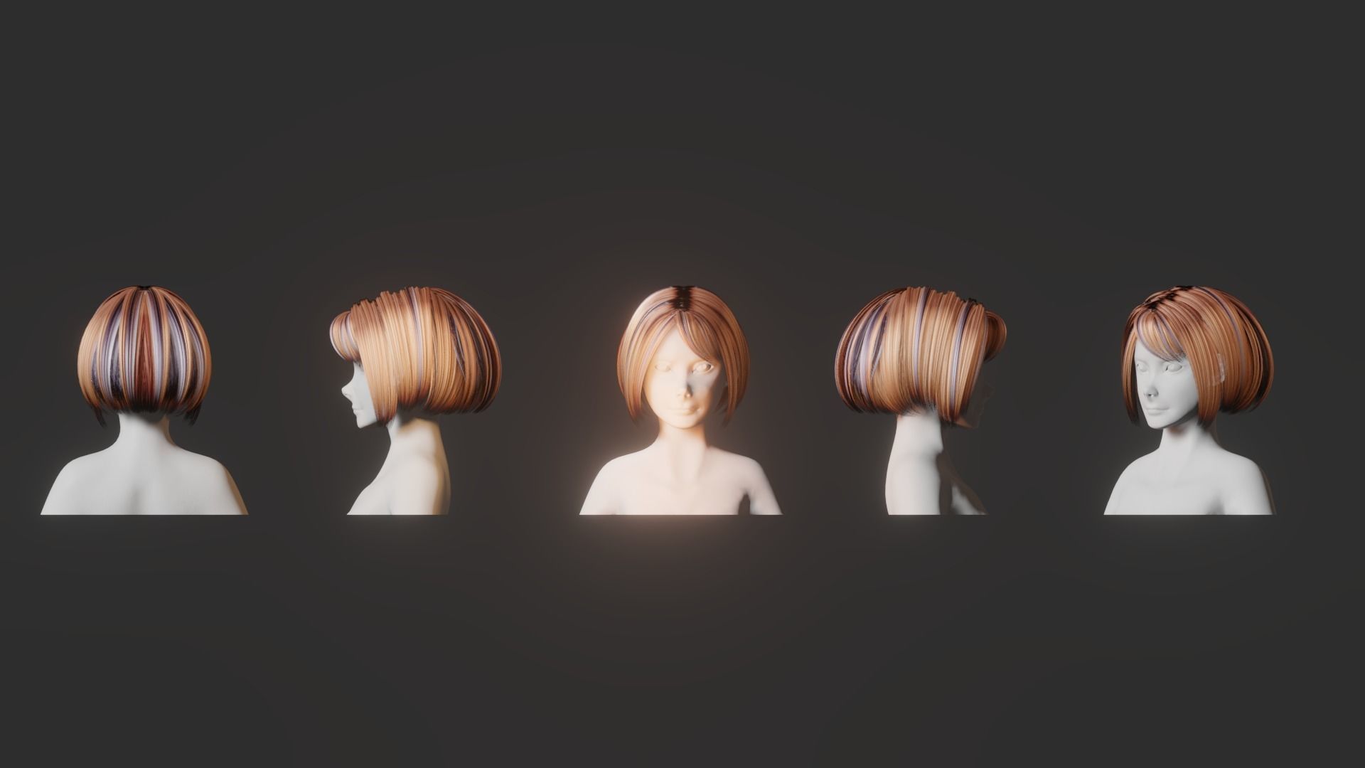 Hair Pack 10 Models Low-poly 3D model_20