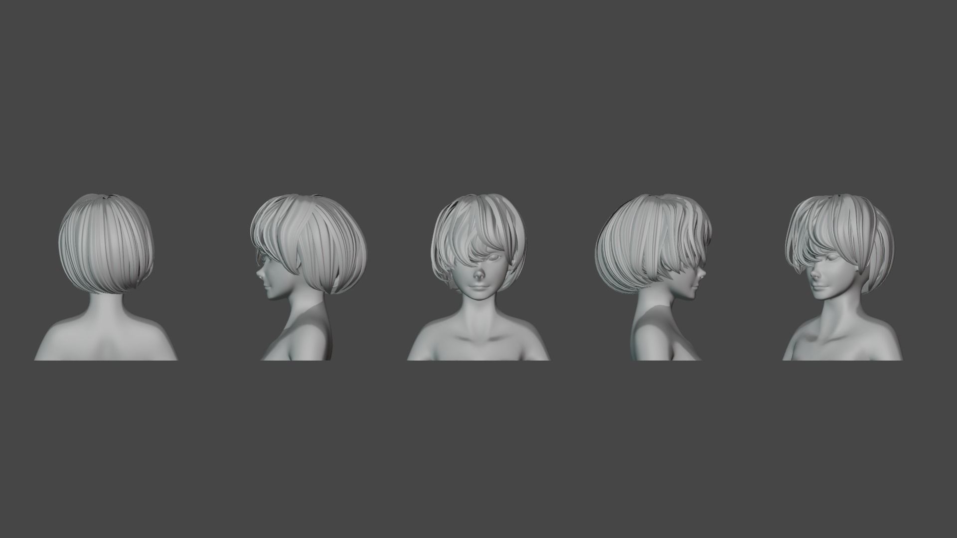 Hair Pack 10 Models Low-poly 3D model_41