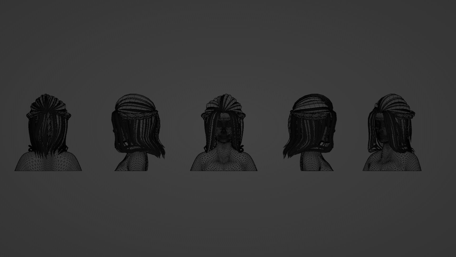 Hair Pack 10 Models Low-poly 3D model_12