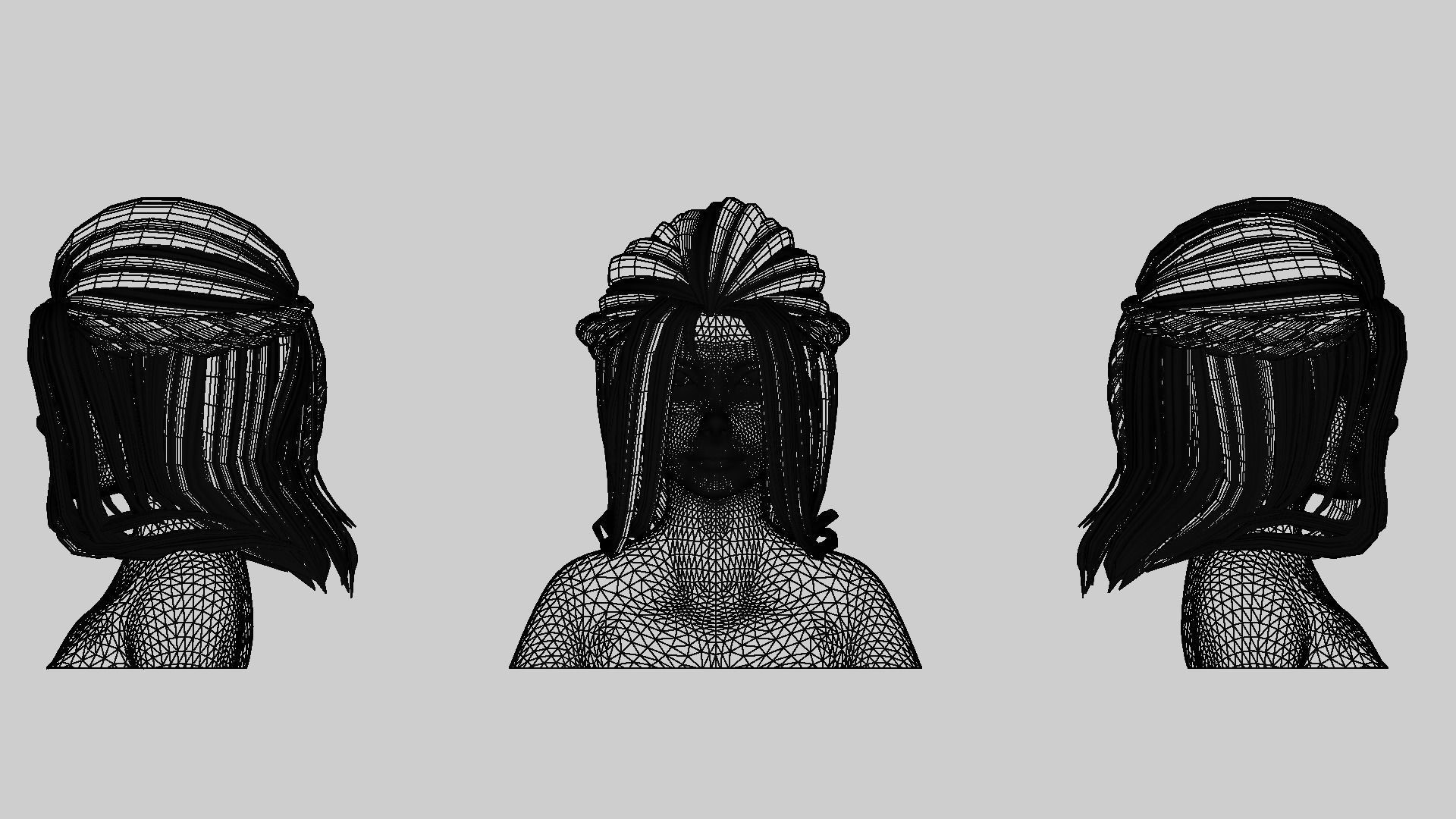 Hair Pack 10 Models Low-poly 3D model_13