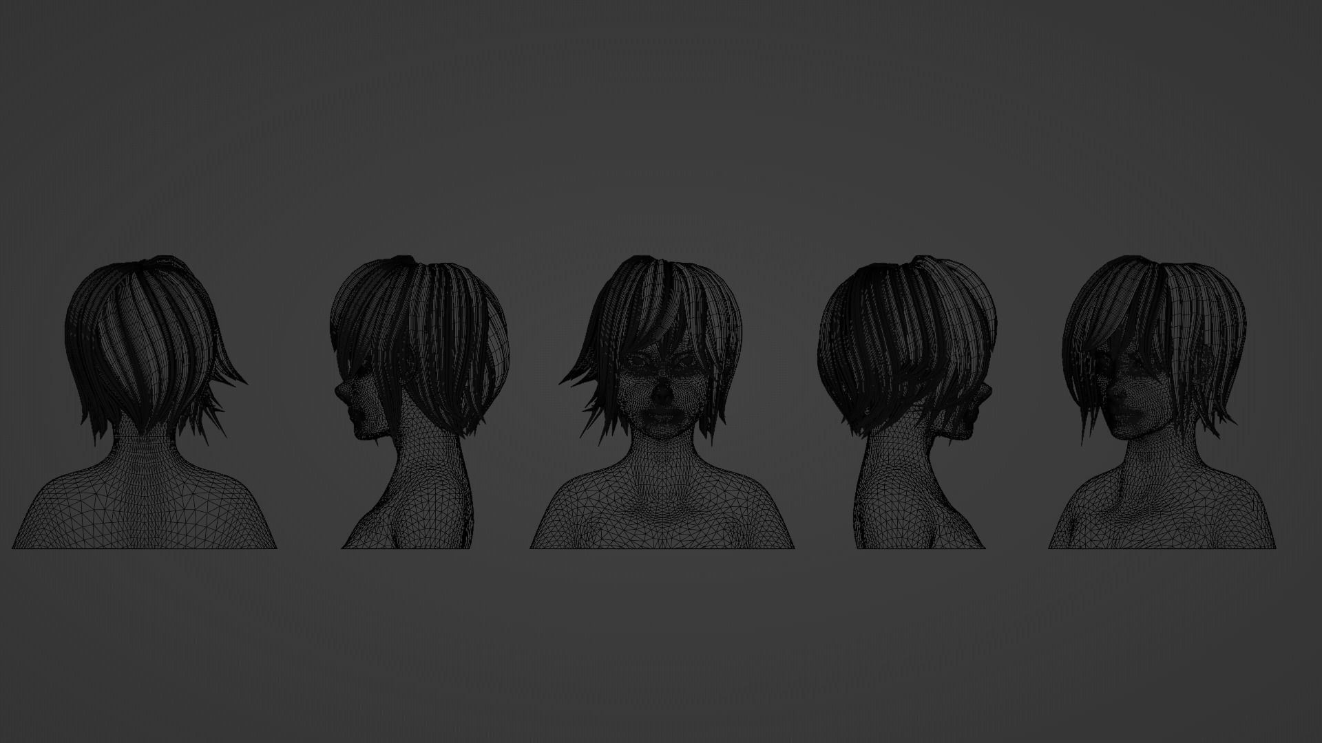 Hair Pack 10 Models Low-poly 3D model_6