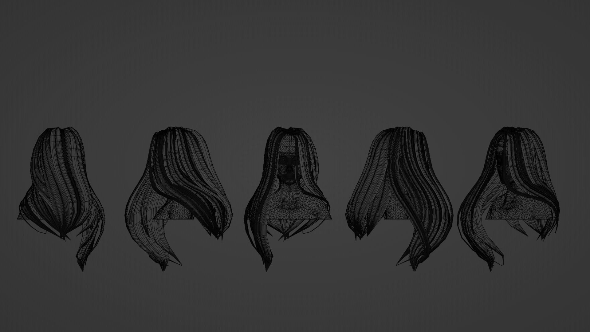 Hair Pack 10 Models Low-poly 3D model_59