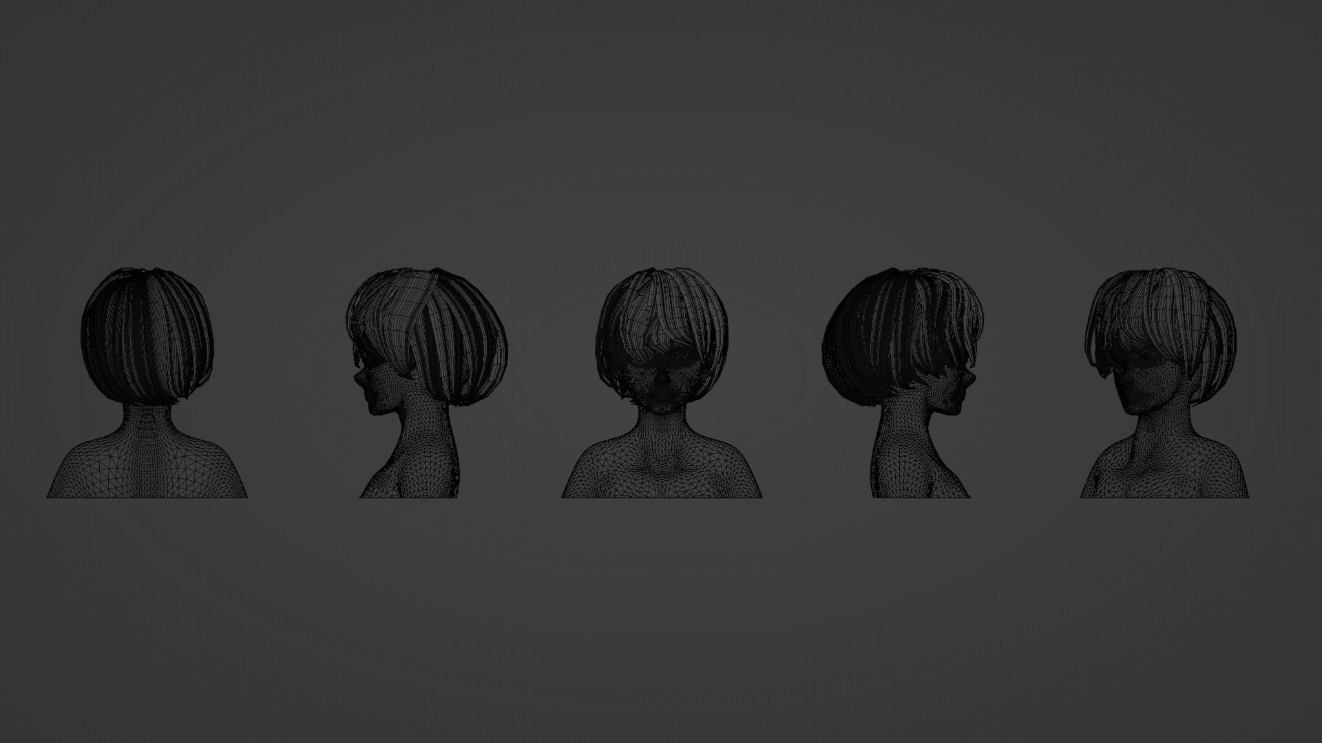 Hair Pack 10 Models Low-poly 3D model_42