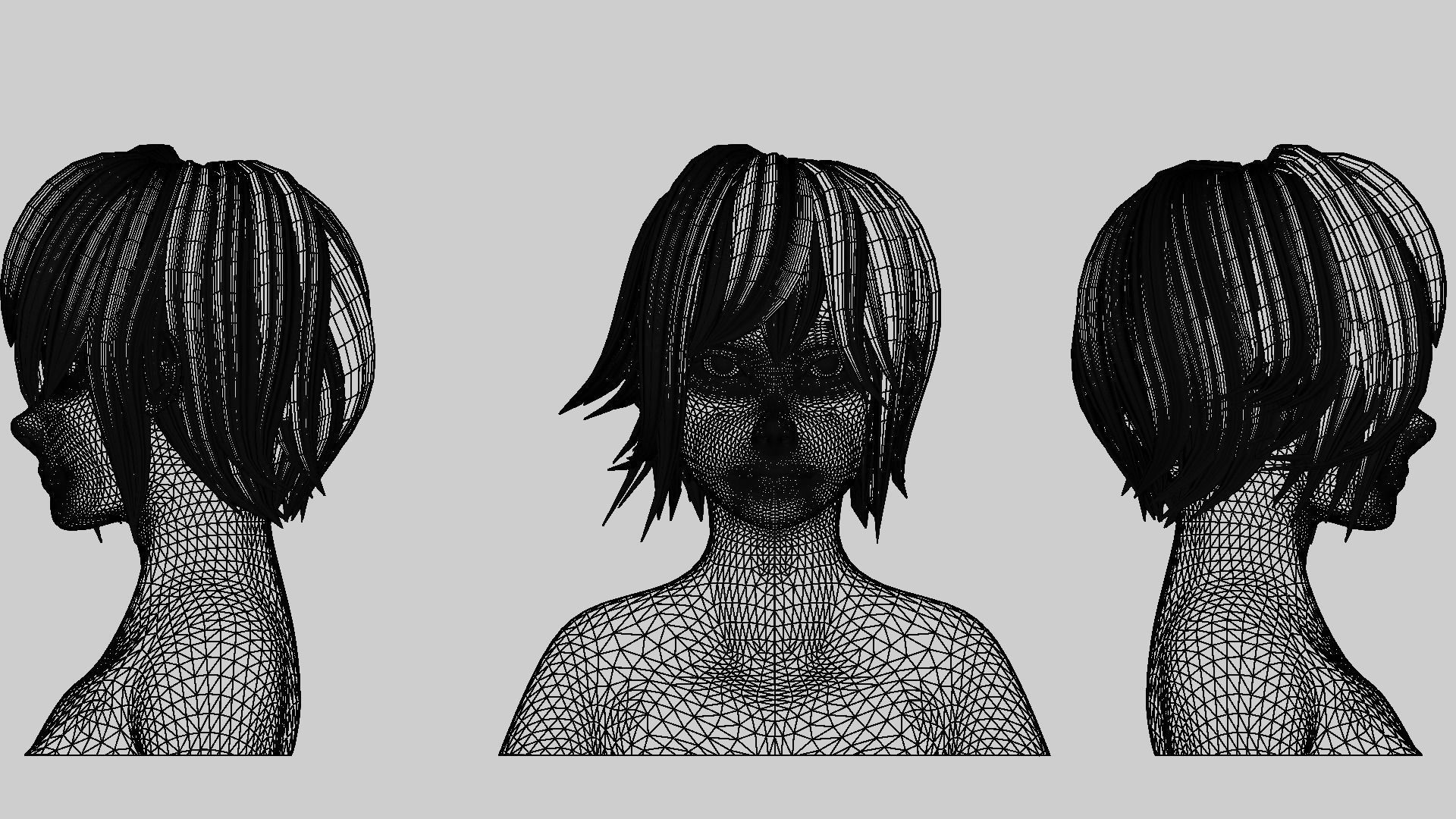 Hair Pack 10 Models Low-poly 3D model_7